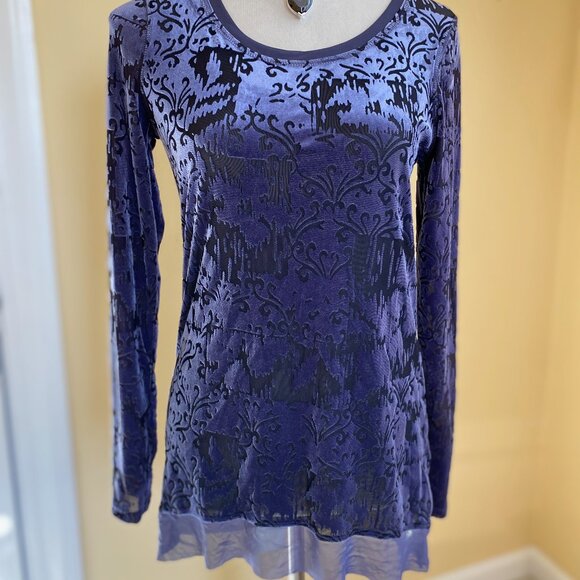 SIMPLY VERA Wang plum purple burnt velvet chiffon tunic, sz XS - Picture 1 of 6